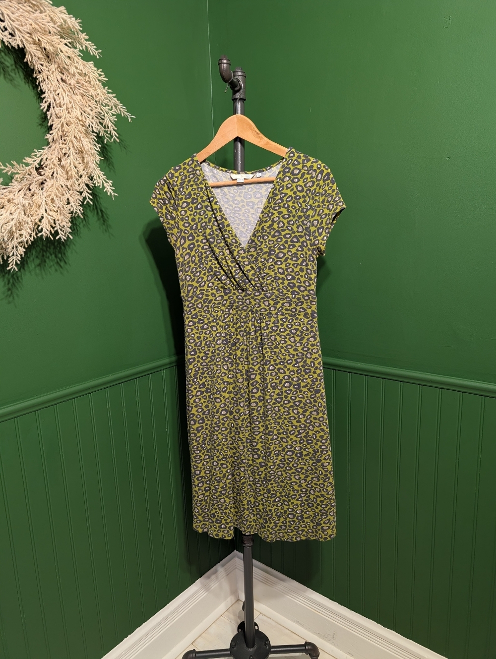Boden Green Leopard Dress US 14